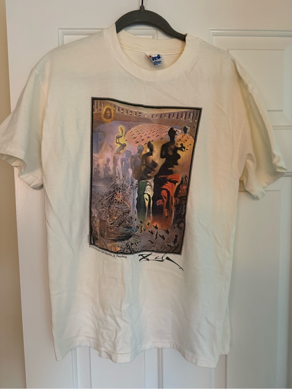 White Graphic Men’s T-Shirt with Surreal Art Print - Salvador Dali